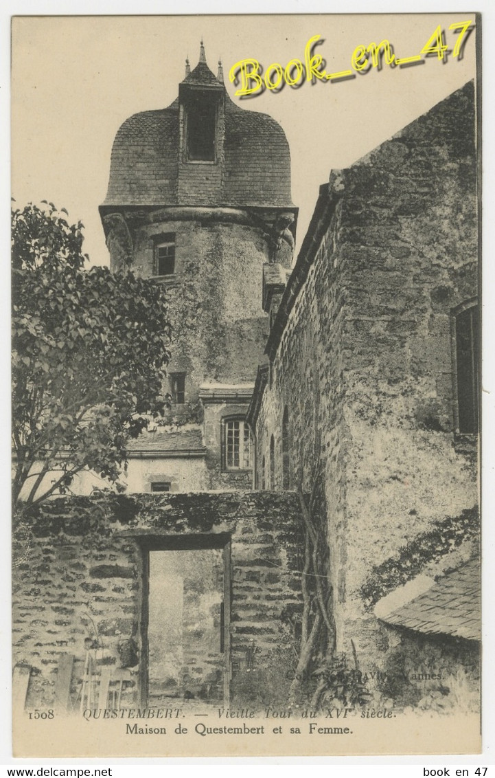 {22197} 56 Morbihan Questembert , Vieille Tour du XVIè siècle ; Maison de Questembert et sa Femme. " en baisse "