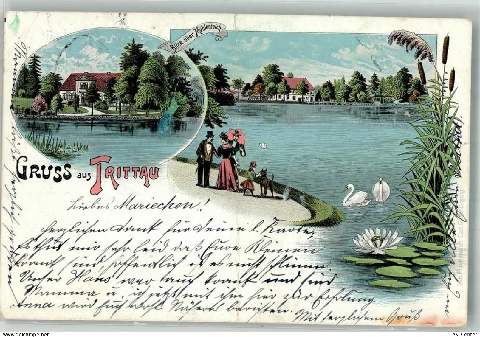 22946 W2077 Trittau 1900 Gebrauchsspuren Mühenleich Lithographie - 13303621
