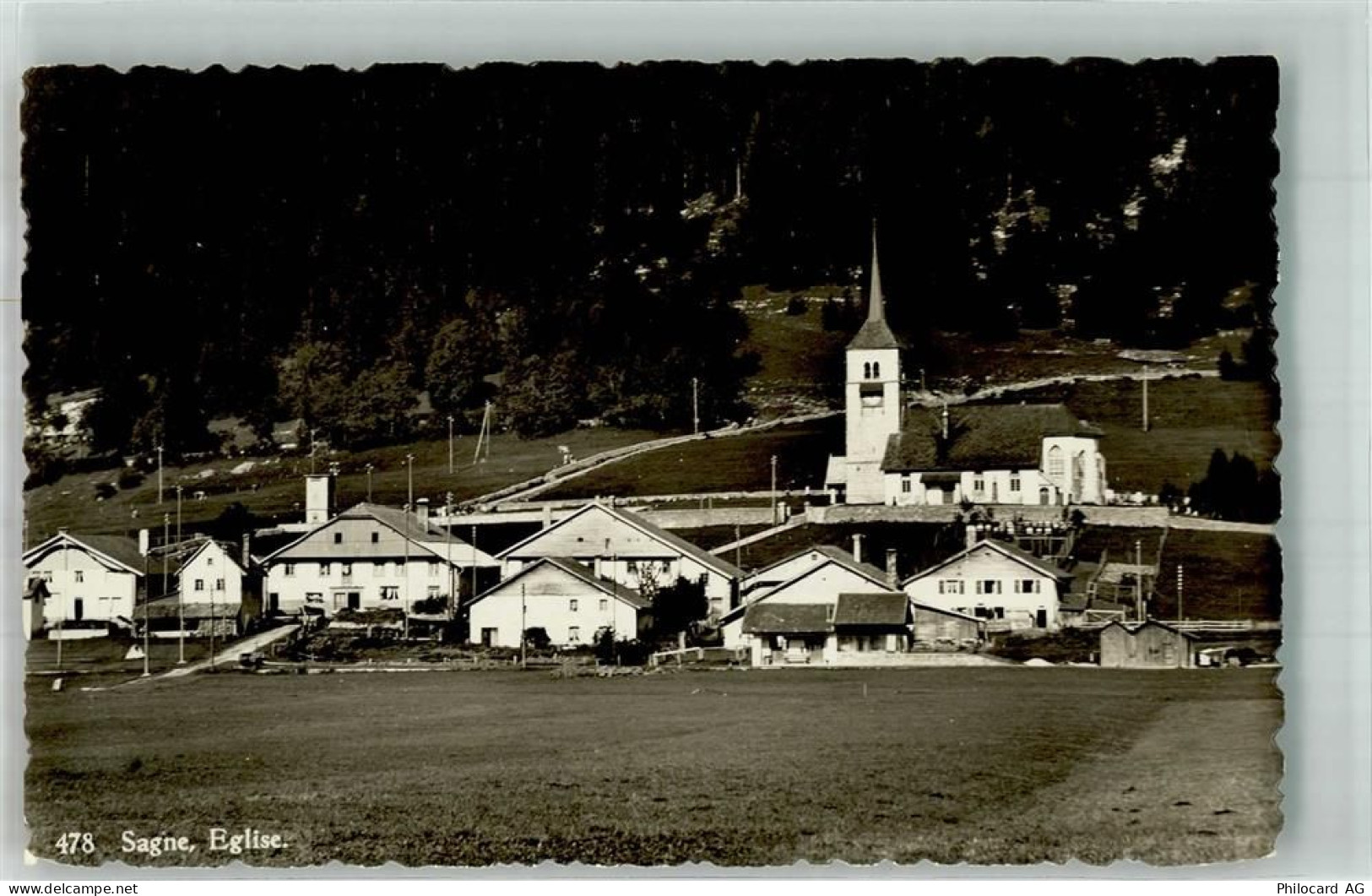 2314 La Sagne NE Foto AK Kirche Bahnpost Zug 1634 - 10742428