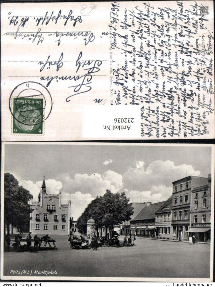 232036,Peitz Marktplatz Platz Litfaßsäule Straßenansicht