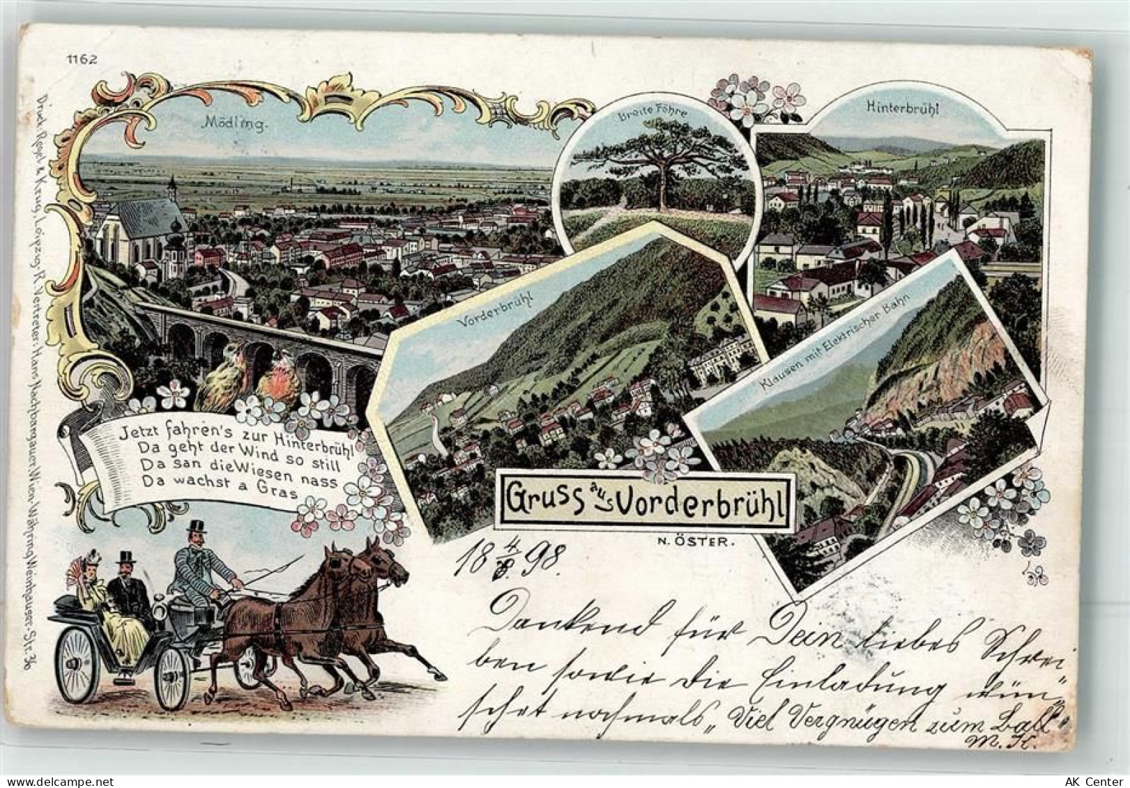 2340 Mödling 1898 Lithographie Vorderbrühl - 13623412