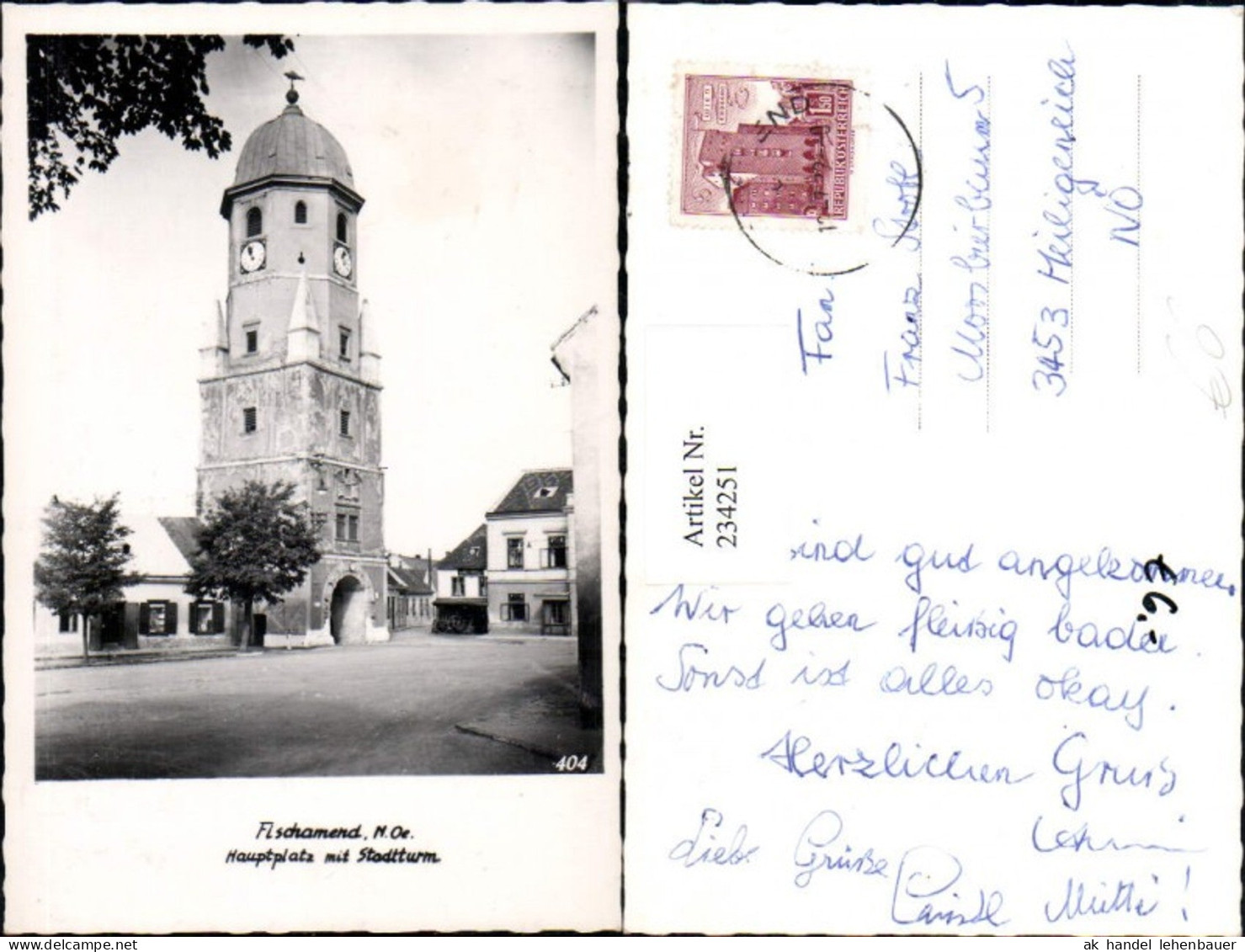 234251,Fischamend Hauptplatz m. Stadtturm Turm