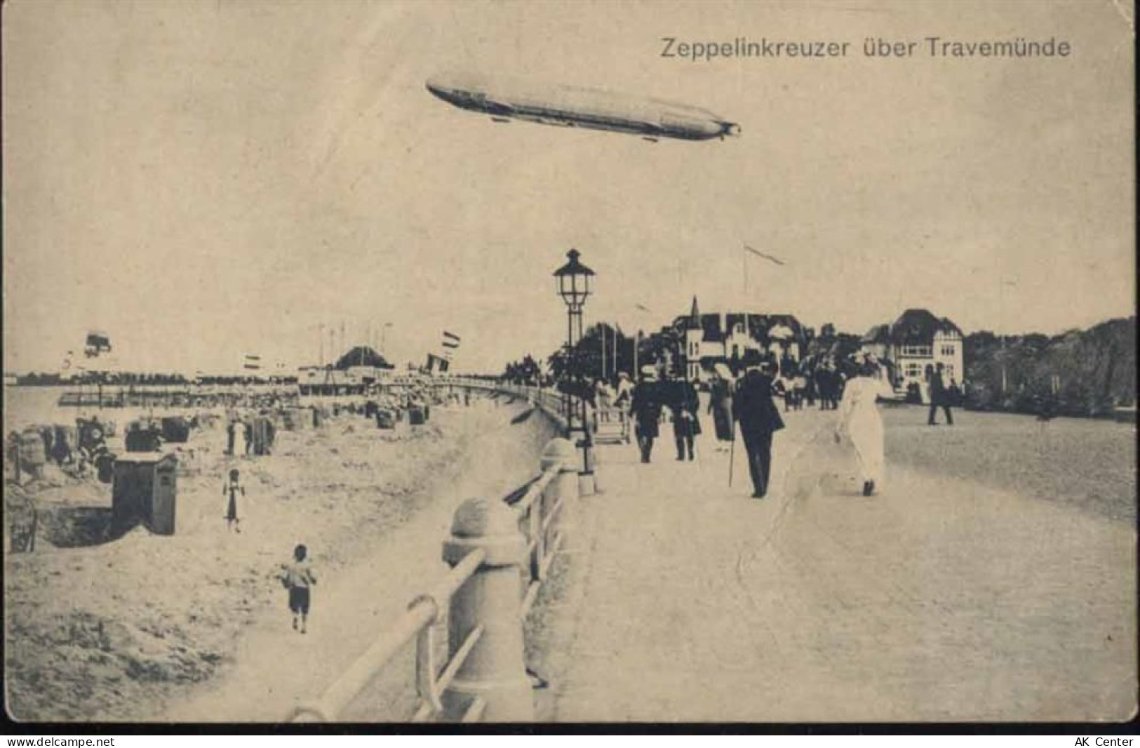 23552 W2400 Lübeck-Travemünde um 1910/30 - Travemünde, Zeppelinkreuzer, ... - 20069628