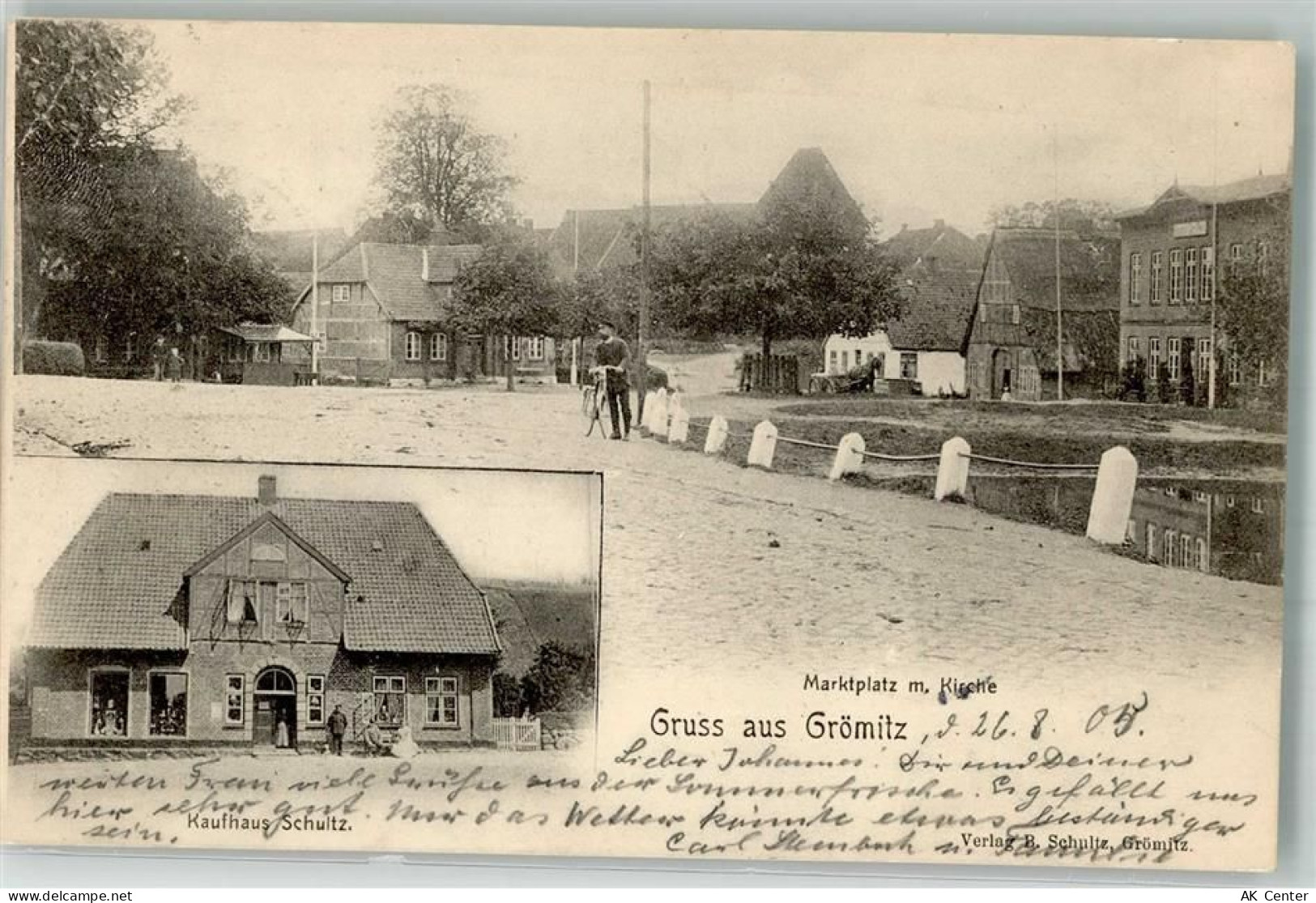 23743 W2433 Grömitz 1905 - Dorfstraße Radfahrer Marktplatz Kirche Kaufha... - 13649016