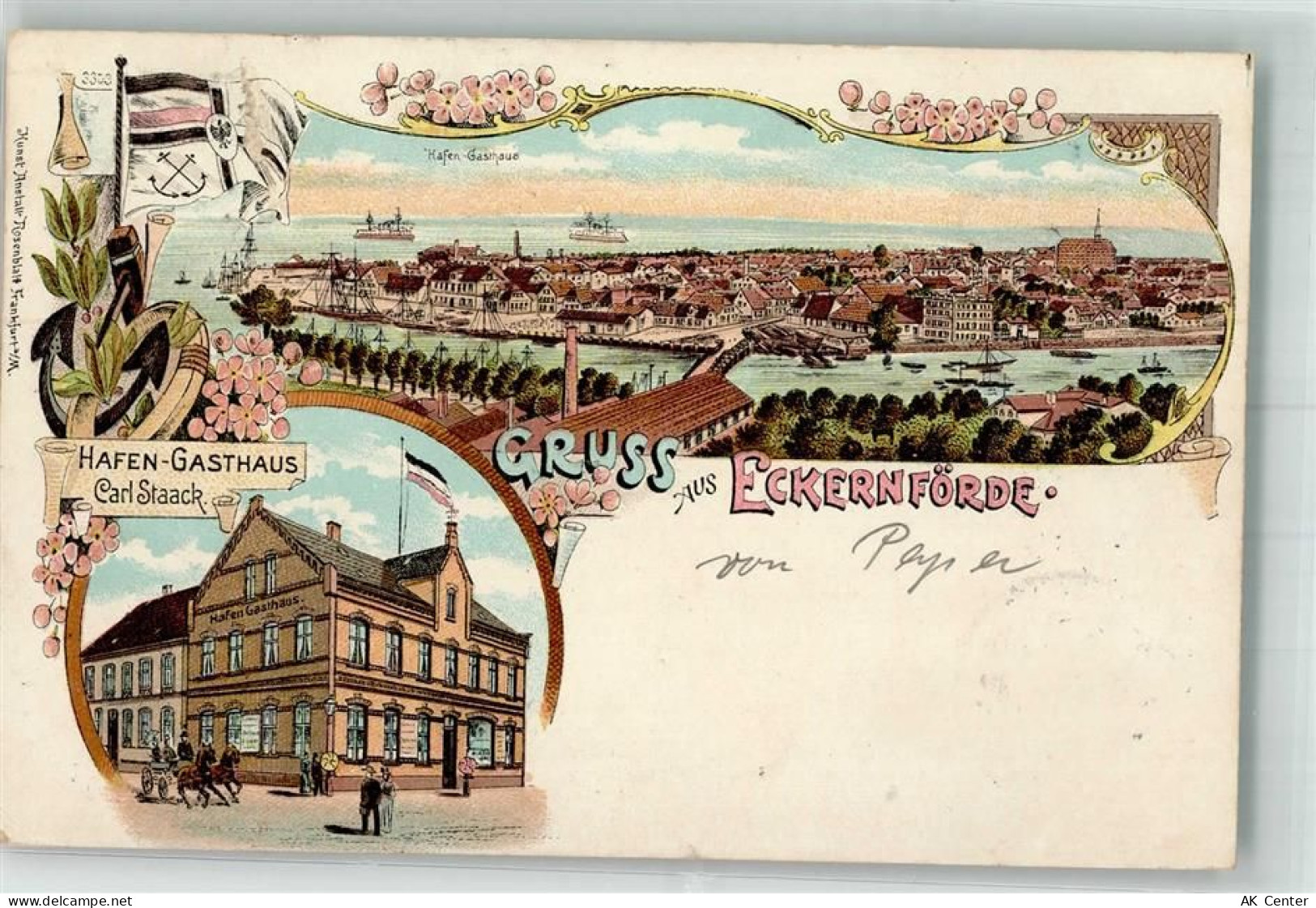 24340 W2330 Eckernförde 1904 Lithographie Hafen Hafen-Gastwirtschaft Ank... - 13642329