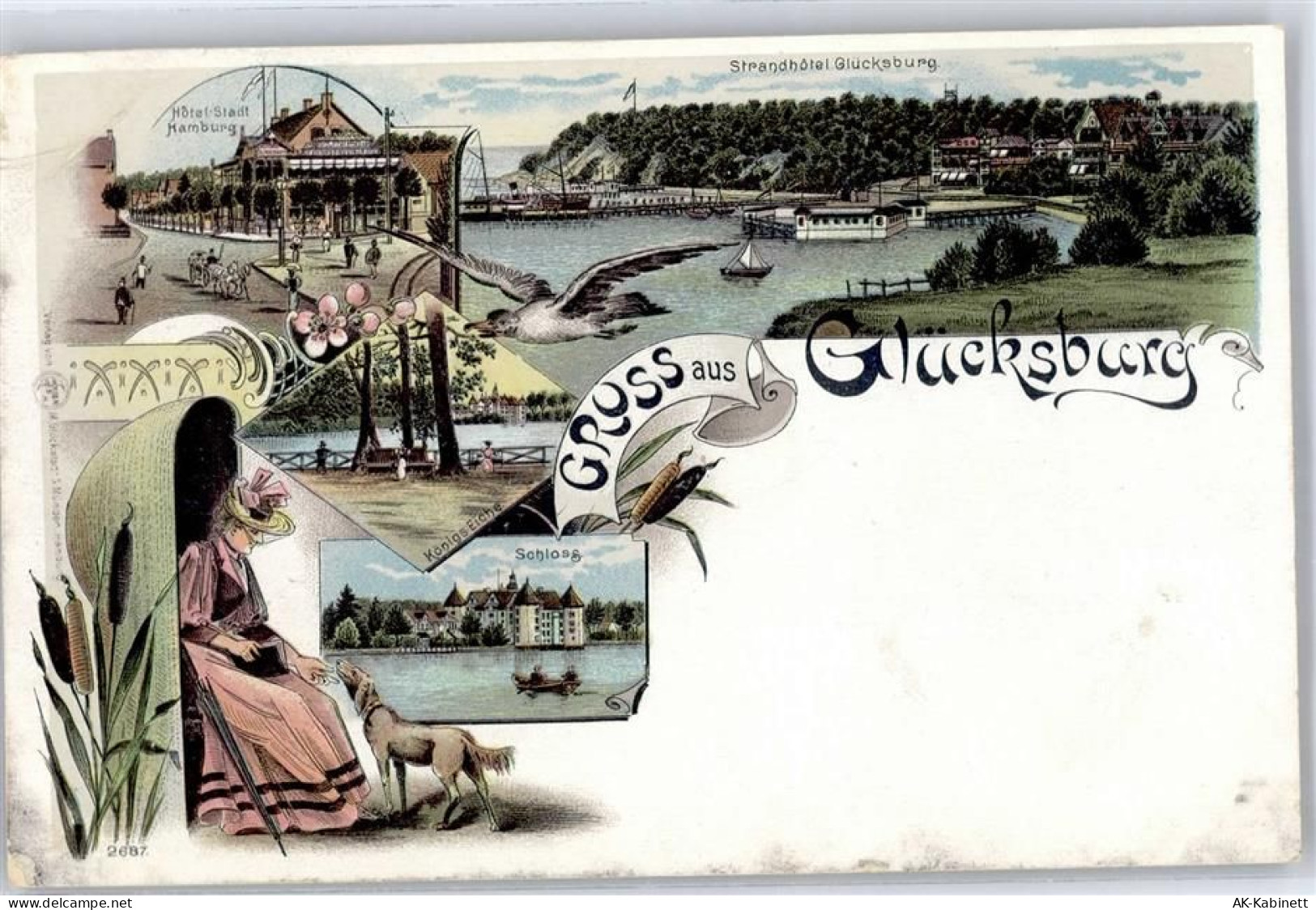 24960 W2392 Glücksburg (Ostsee) Lithographie Schloss Glücksburg Hotel St... - 51481228