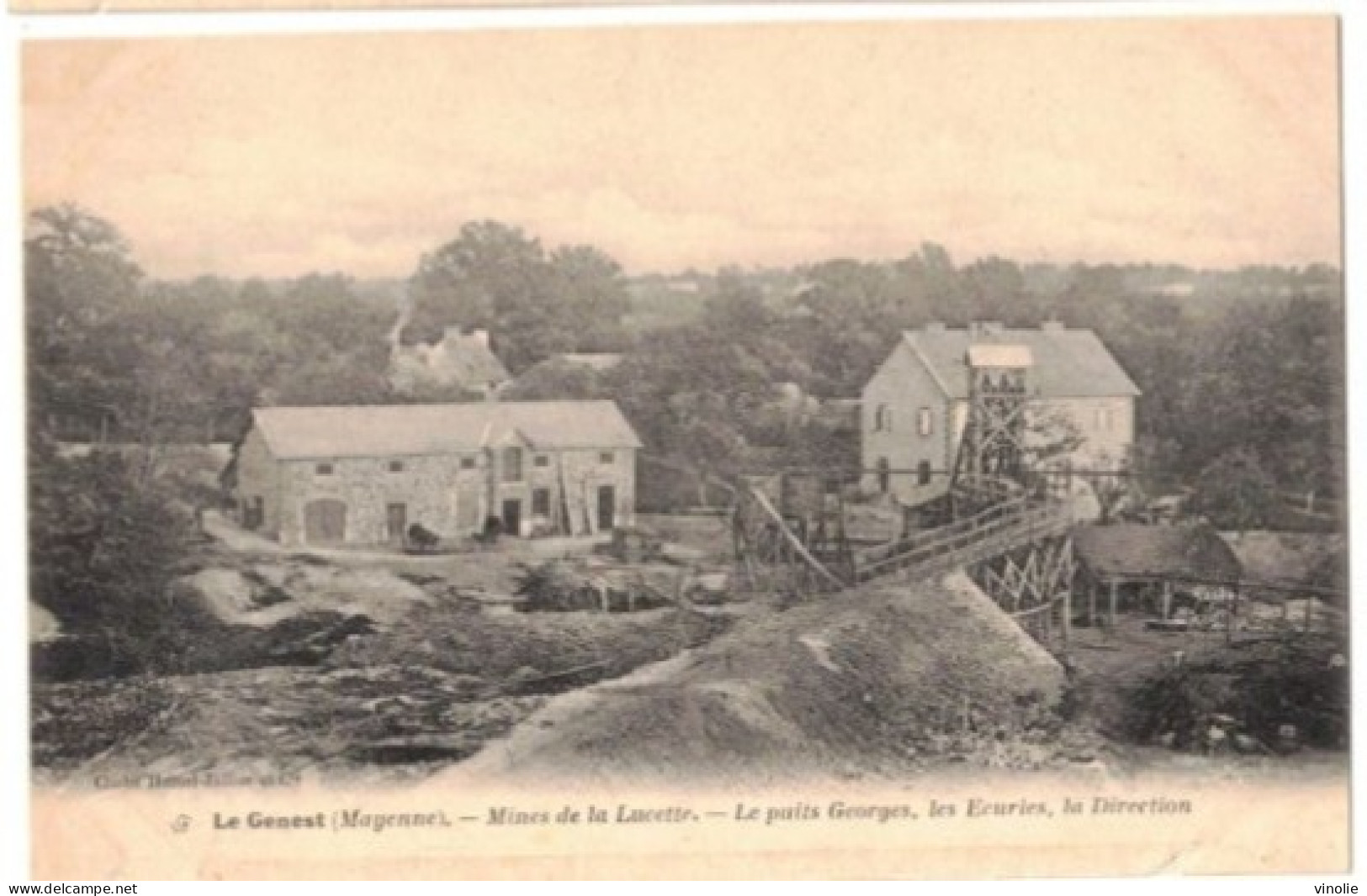 25-6830 : LE GENEST. MINES DE LA LUCETTE.  ( carte décollée mais complète )
