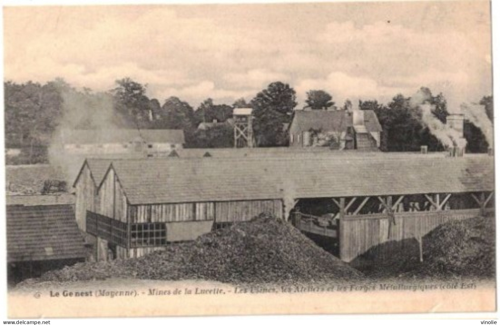 25-6831 : LE GENEST. MINES DE LA LUCETTE.  ( carte décollée mais complète )