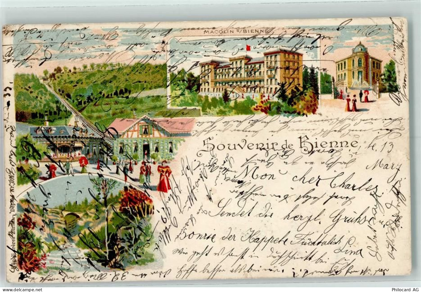 2500 Biel/Bienne 1899 Gebrauchsspuren Macolin S/Bienne Lithographie - 13224938