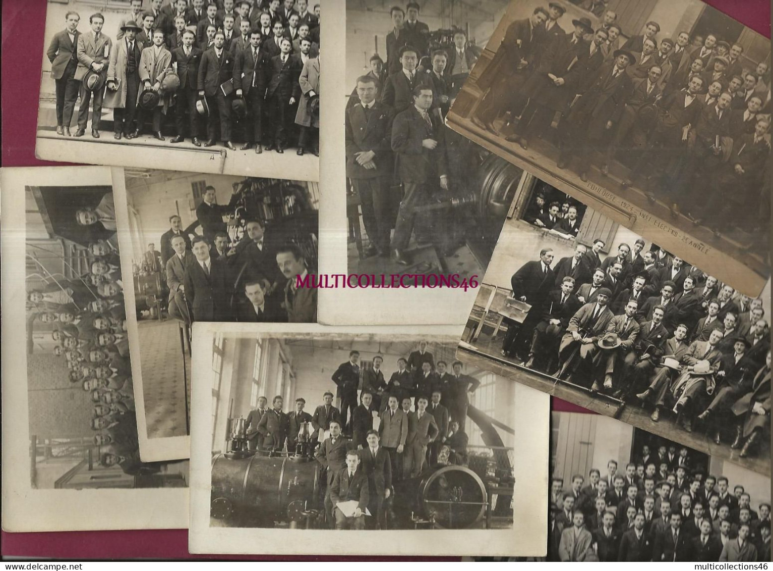 250326 - lot 7 cartes photos & 4 photos TOULOUSE 1924 Ecole électrotechnique institut électrique ELECTRICITE machine