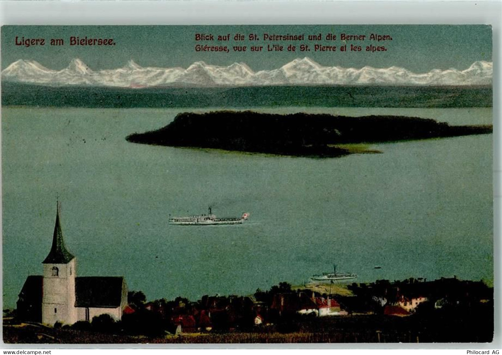 2514 Ligerz Gléresse - 1913 Bielersee Blick auf die St Petersinsel - 10394135