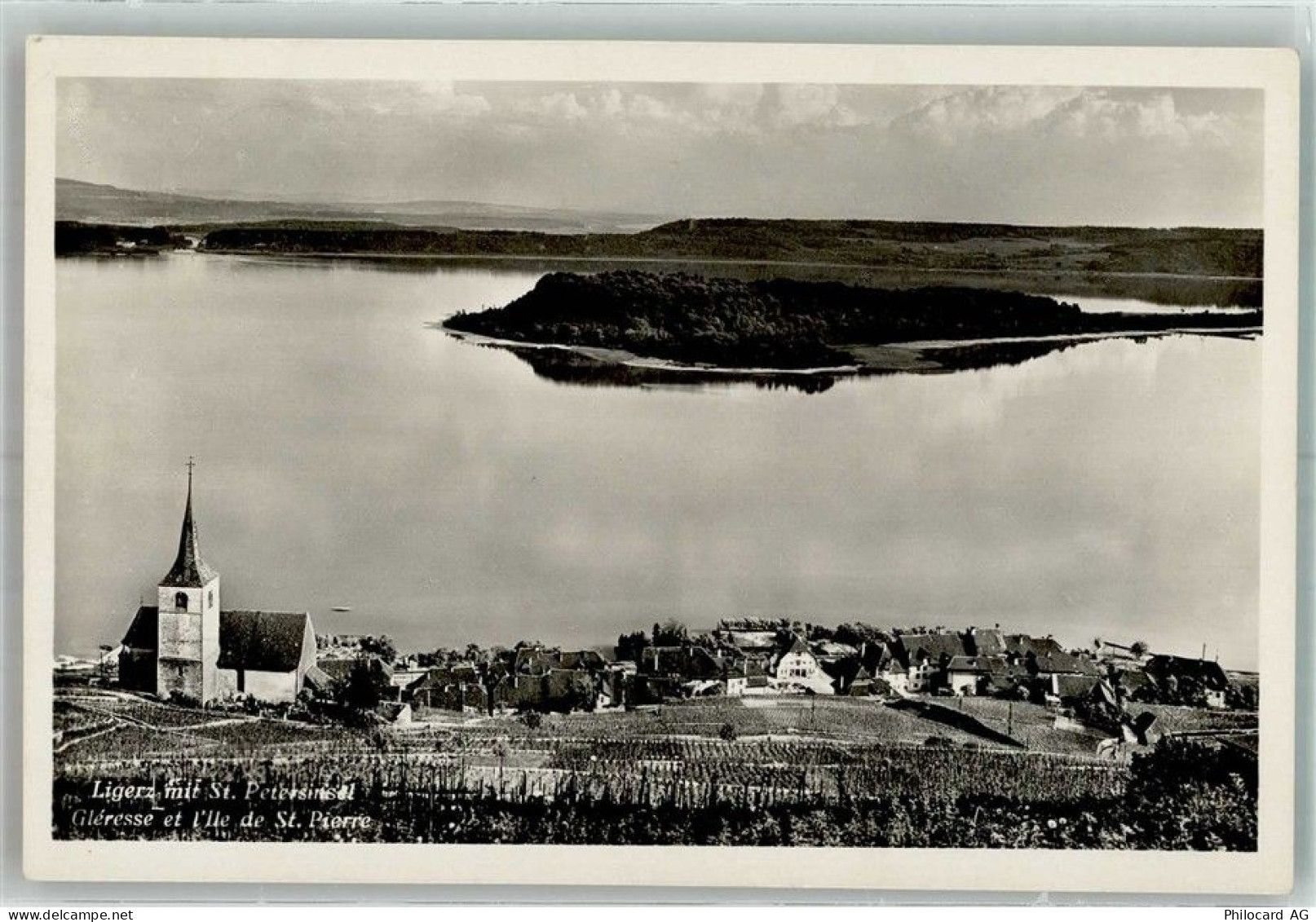 2514 Ligerz Gléresse Foto AK St. Peterinsel Kirche - 38211437