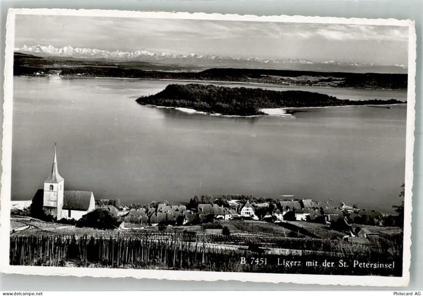 2514 Ligerz Gléresse Foto AK St. Petersinsel Kirche - 39764804