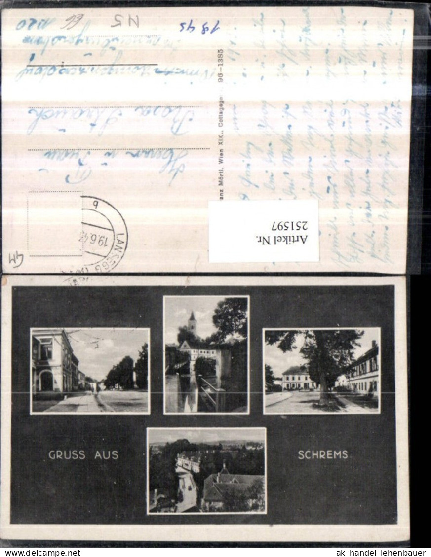 251597,Gruß aus Schrems Totale Kirchenturm Straßenansicht Mehrbildkarte