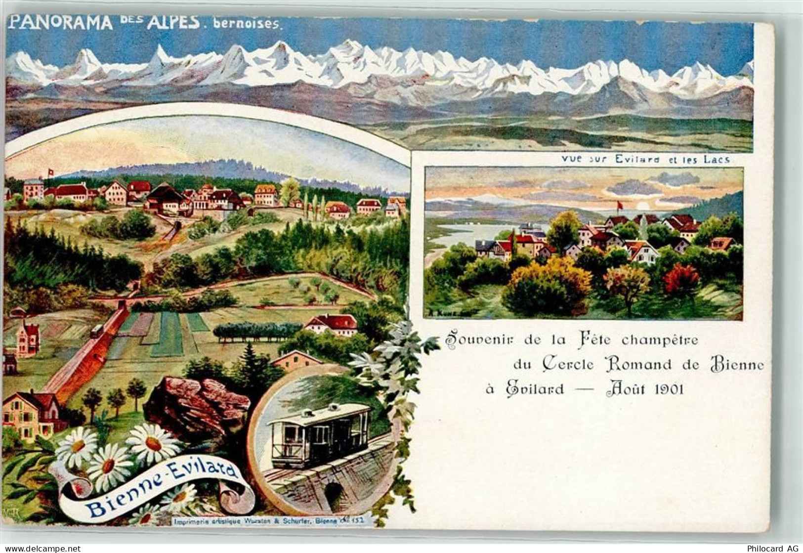 2533 Leubringen Evilard 1901 Künstlerkarte Fete champetre du Cercle Roma... - 13258682