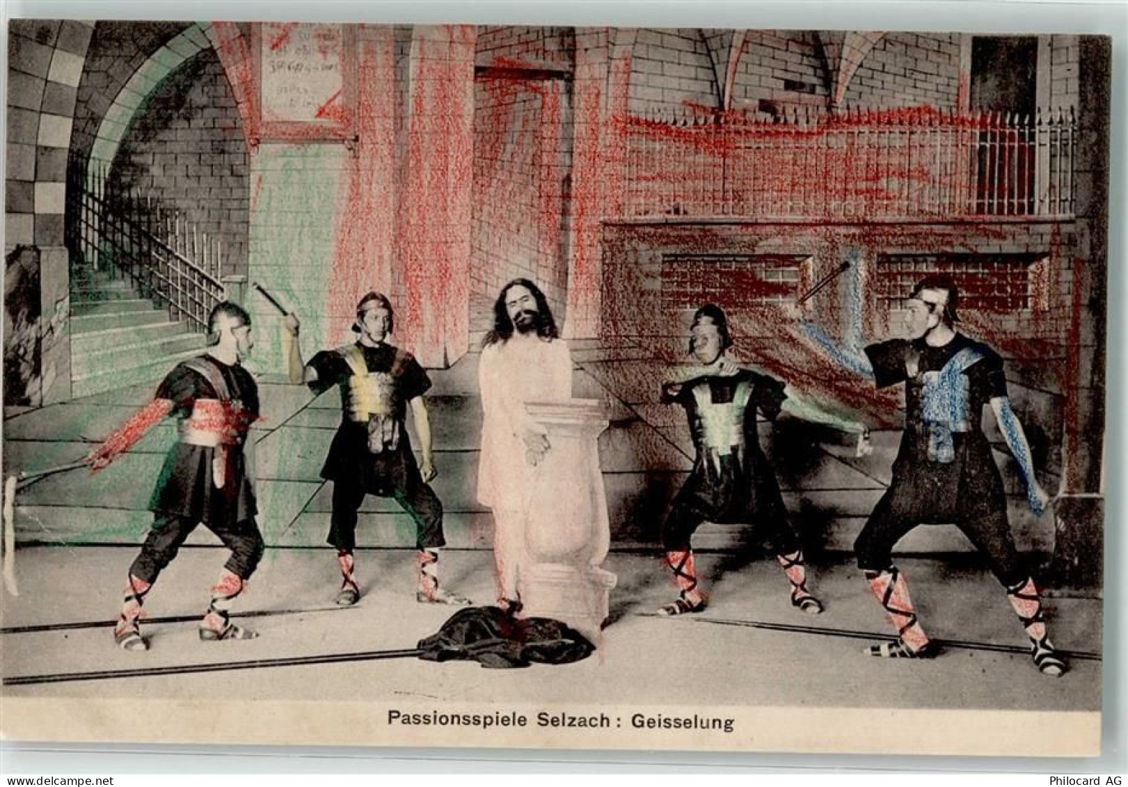 2545 Selzach Gebrauchsspuren Passionsspiele die Geisselung Foto AK - 39491073
