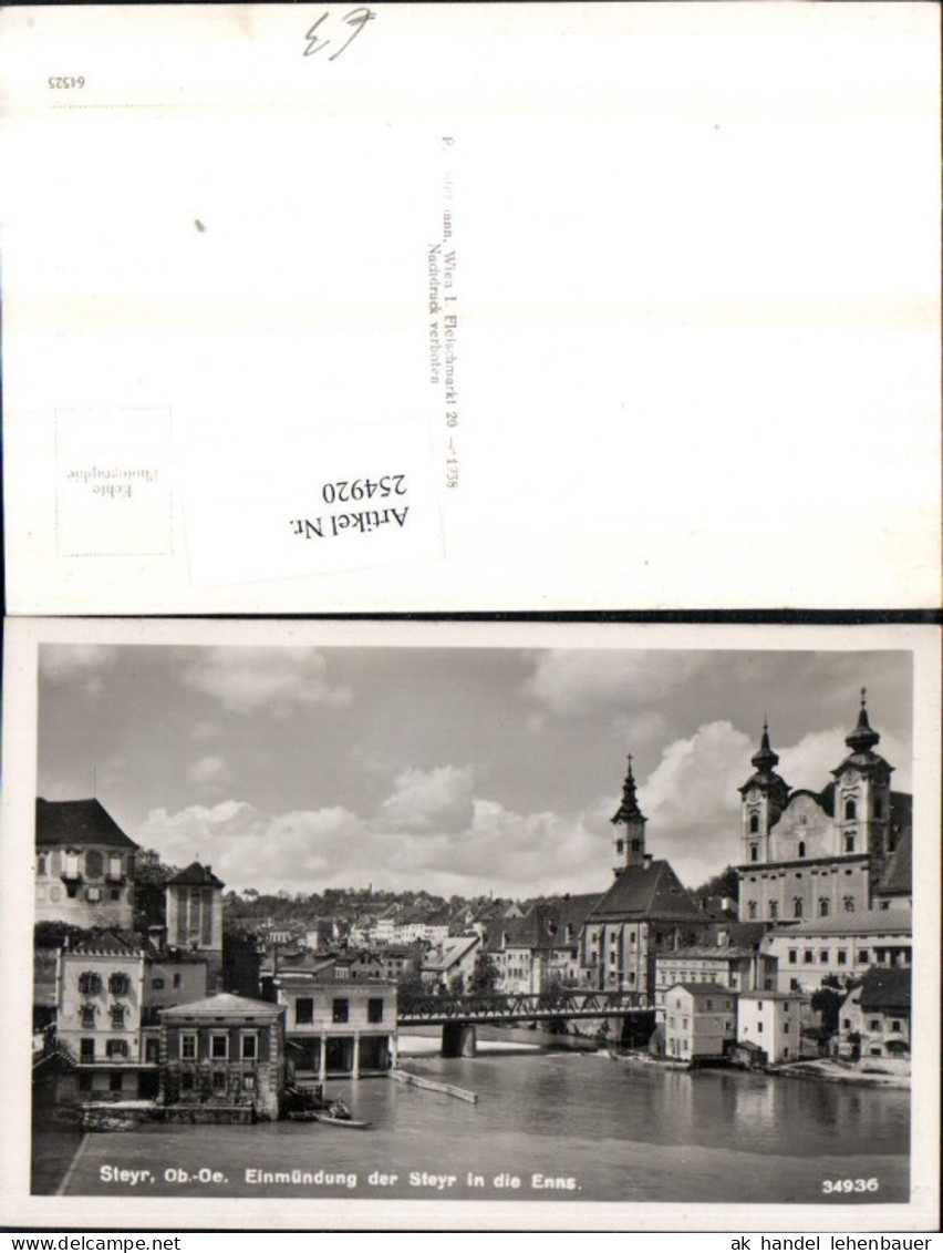 254920,Steyr an d. Enns Teilansicht Einmündung der Steyr in die Enns Brücke Kirchen