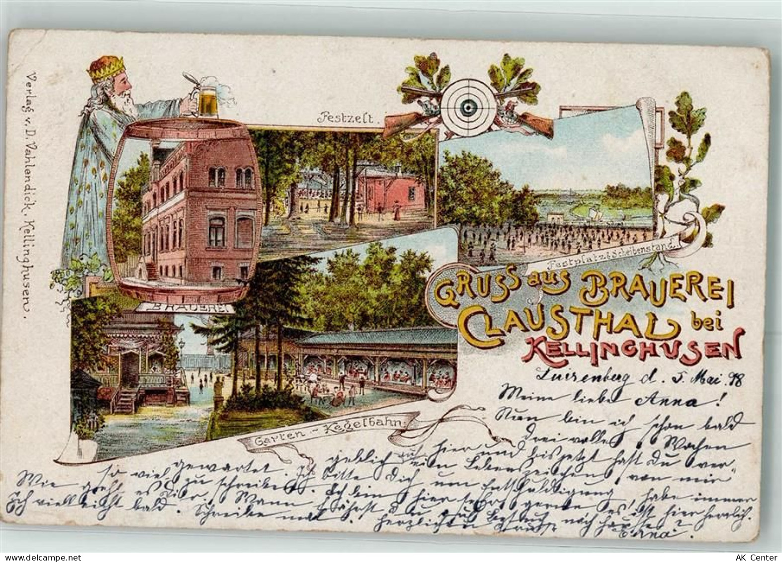 25548 W2217 Kellinghusen 1898 Gebrauchsspuren Brauerei Clausthal Festzel... - 13613310