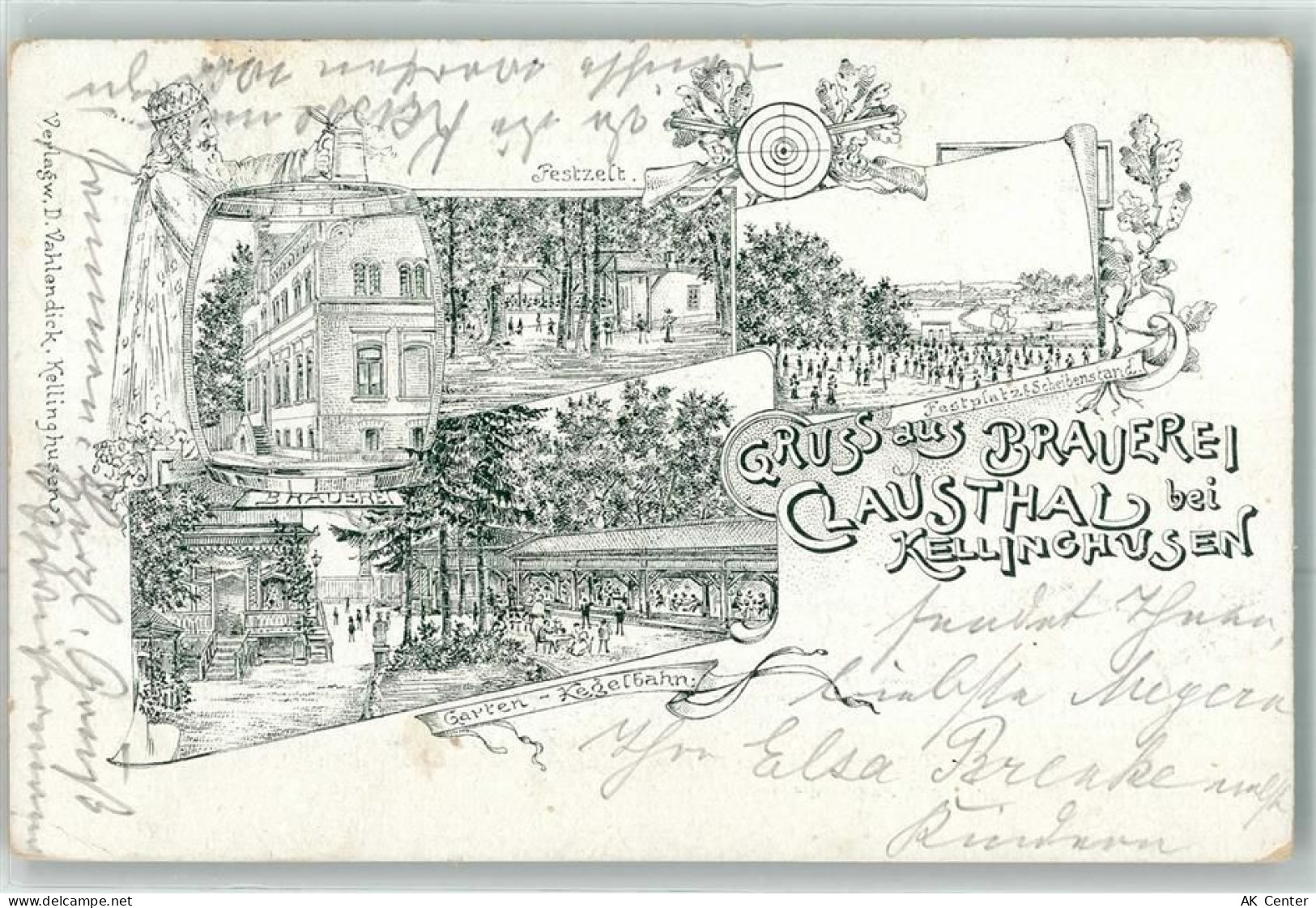 25548 W2217 Kellinghusen 1901 - Festzelt Brauerei Clausthal Festplatz Sc... - 13617052