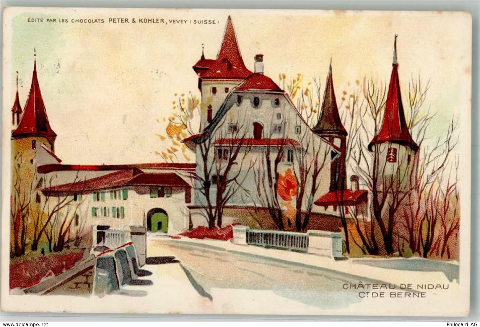 2560 Nidau 1921 Lithographie Schloss Nidau - 10741662