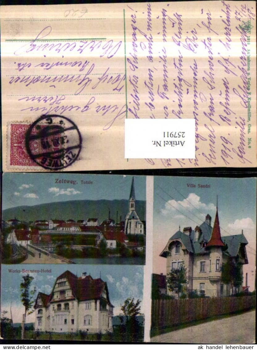 257911,Zeltweg Totale Kirche Villa Sandri Werks-Beamten-Hotel Mehrbildkarte