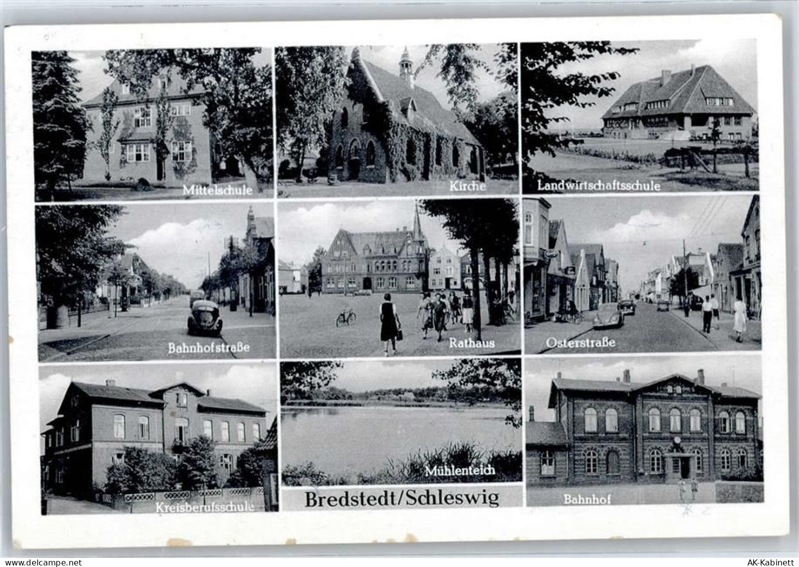 25821 W2257 Bredstedt - Mittelschule, Kirche, Landwirtschaftsschule, Bah... - 51045786