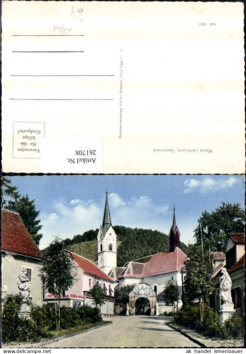 261708,Maria Lankowitz b. Köflach Straßenansicht Kirche Statuen