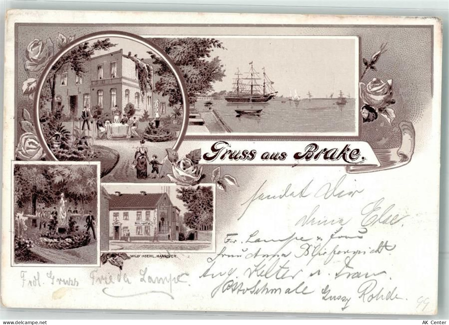 26919 W2880 Brake Unterweser 1899 Lithographie VorläuferHafen Segelschif... - 13624470