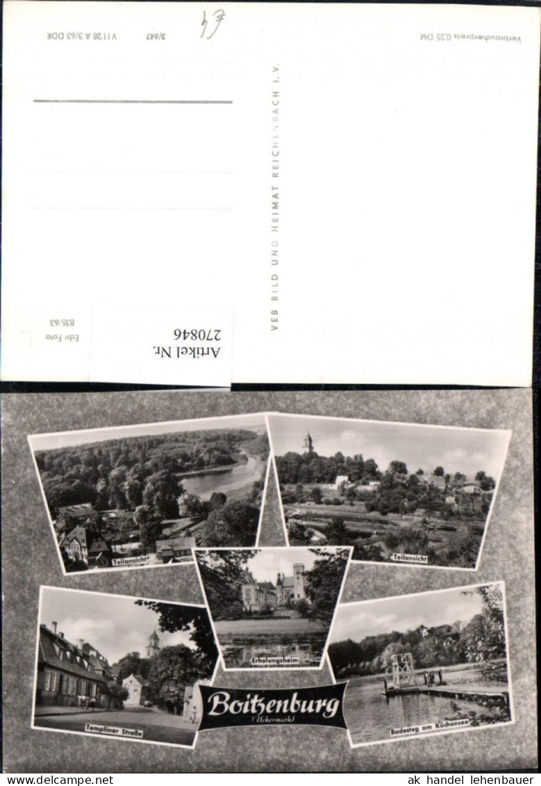 270846,Boitzenburg Uckermark Teilansicht Erholungsheim Straßenansicht Badesteg Mehrbildkarte pub VEB 3euro647
