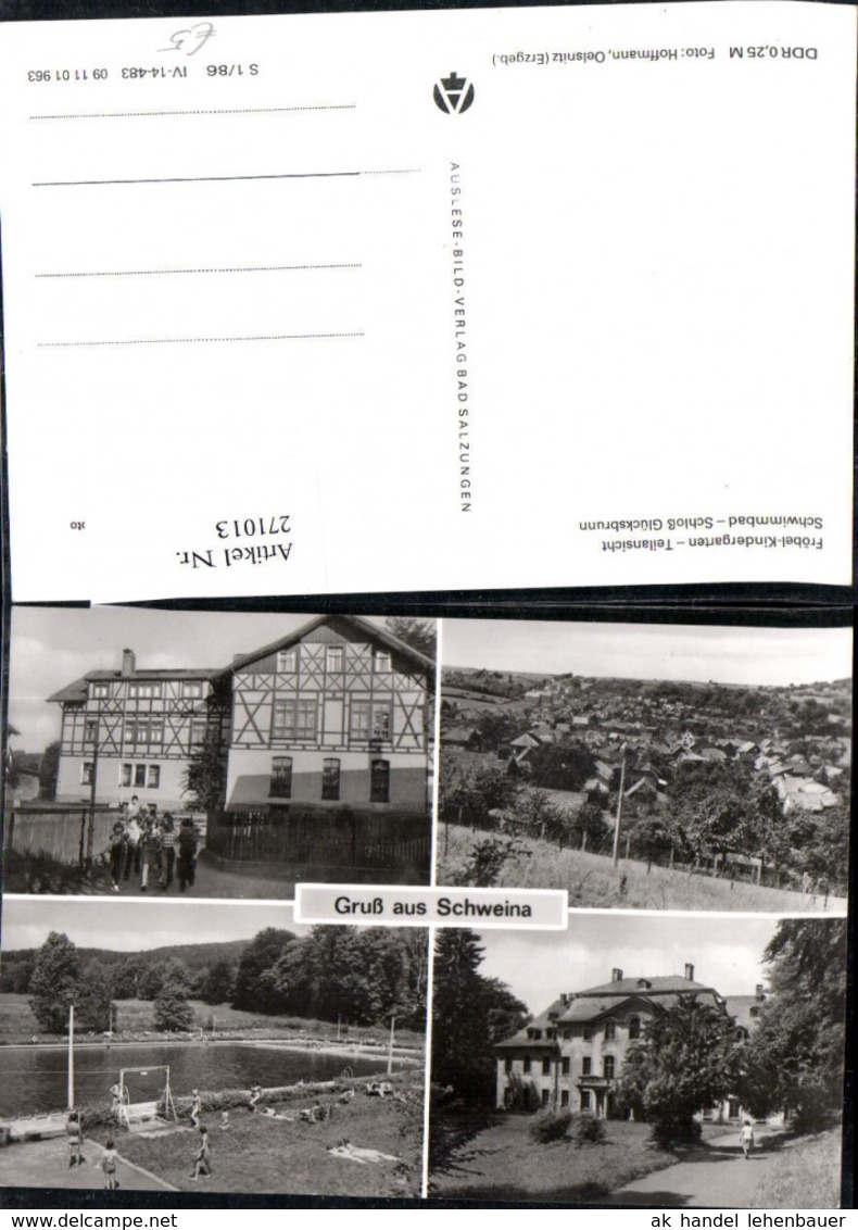 271013,Gru&szlig; aus Schweina Totale Fr&ouml;bel-Kindergarten Schwimmbad Schloss Gl&uuml;cksbrunn Me