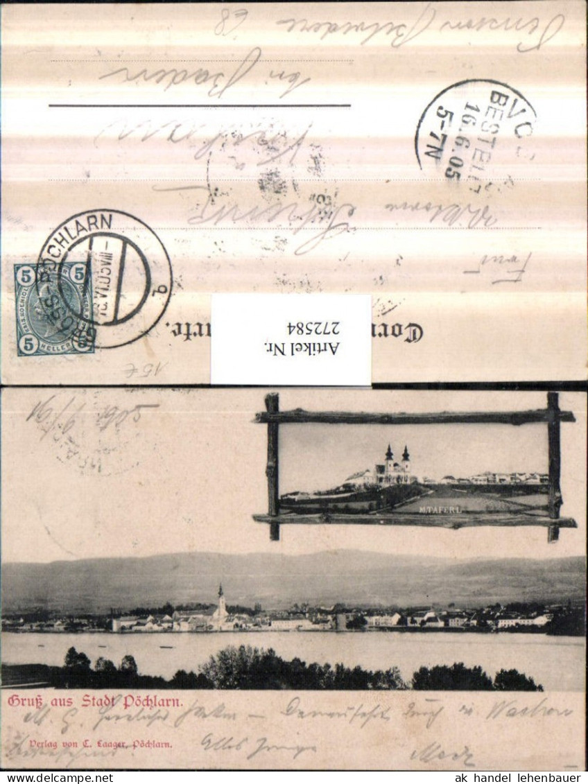 272584,Gruß aus Pöchlarn Totale Maria Taferl Mehrbildkarte