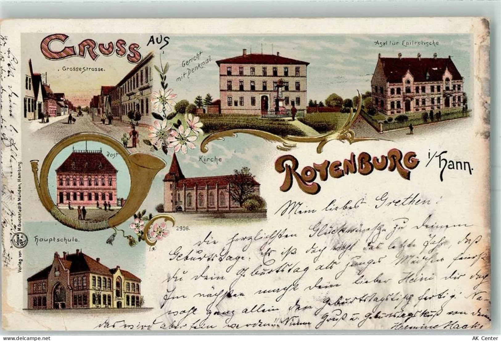 27356 W2720 Rotenburg Wümme 1899 Gebrauchsspuren Gruss aus Lithographie ... - 13604241