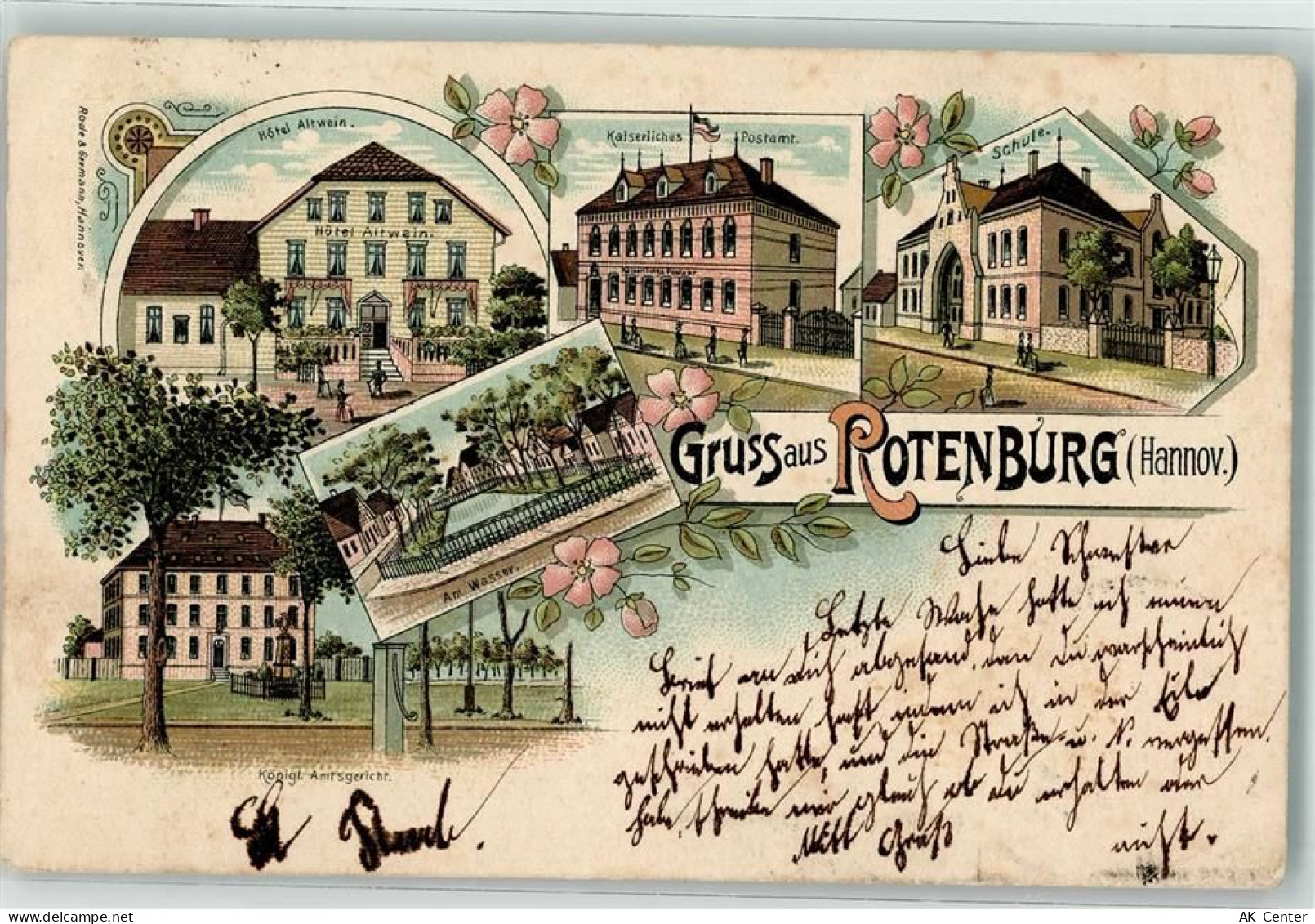 27356 W2720 Rotenburg Wümme 1899 Lithographie Am Wasser Kaiserl. Postamt... - 13629879