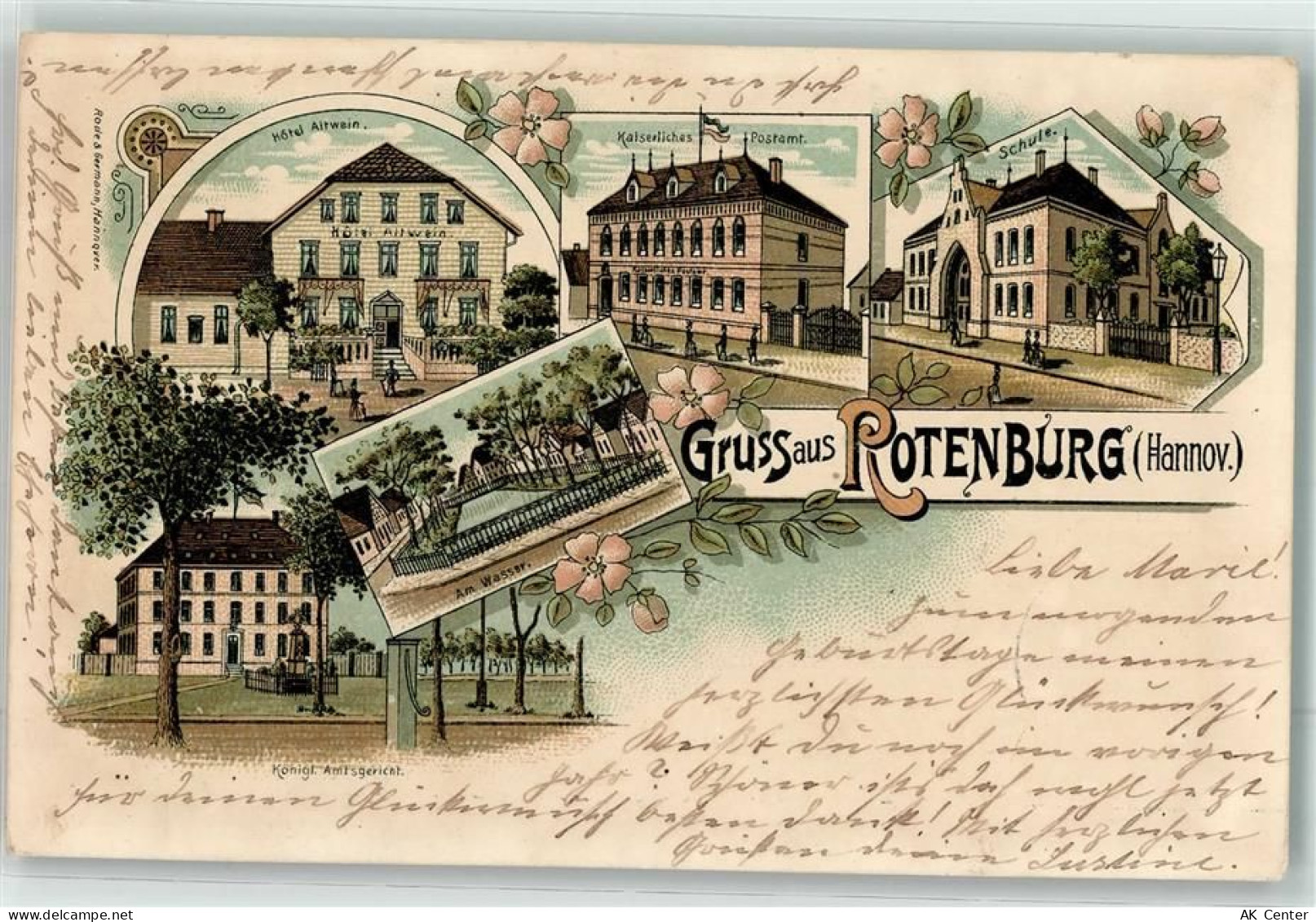 27356 W2720 Rotenburg Wümme 1901 Lithographie Hotel Altwein Kgl. Amtsger... - 13623785