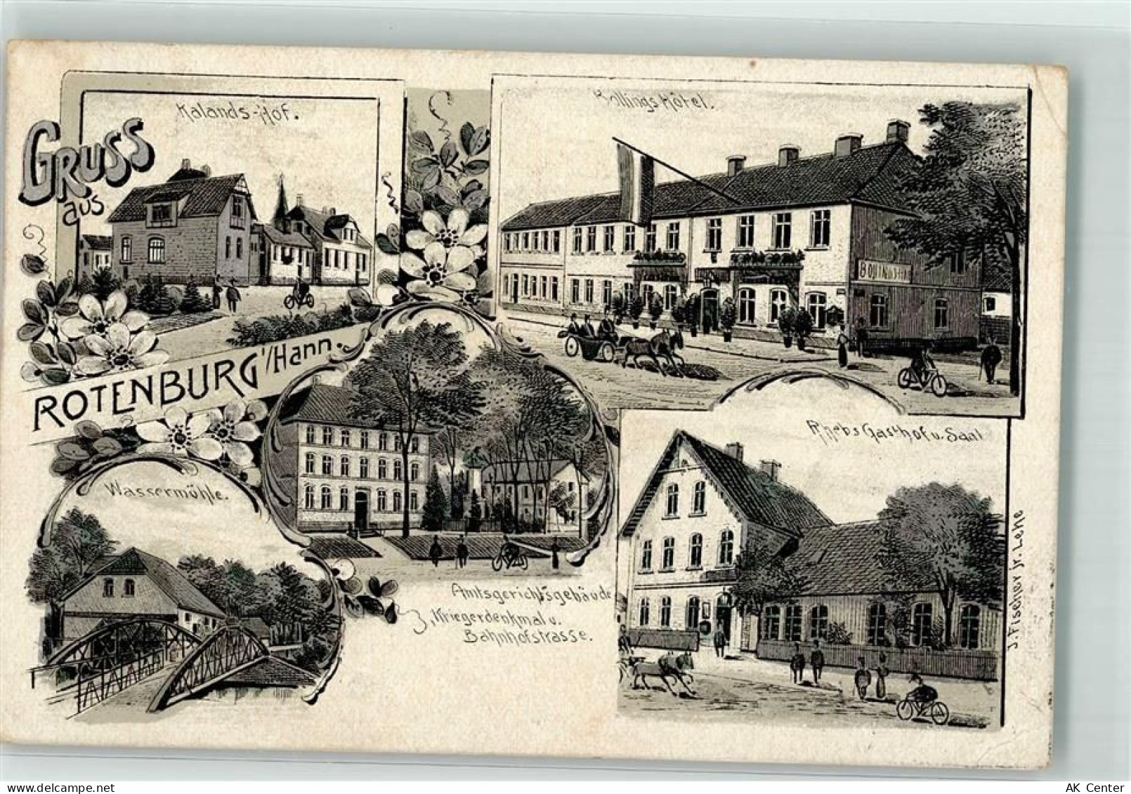 27356 W2720 Rotenburg Wümme 1906 Lithographie Kalands Hof Hotel Bolling ... - 13629581