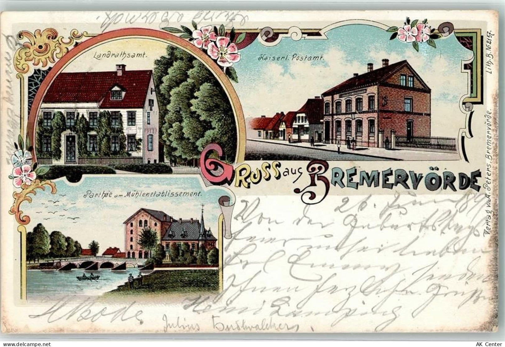 27432 W2740 Bremervörde 1899 Lithographie Kaiserl. Postamt Landratsamt A... - 13628031