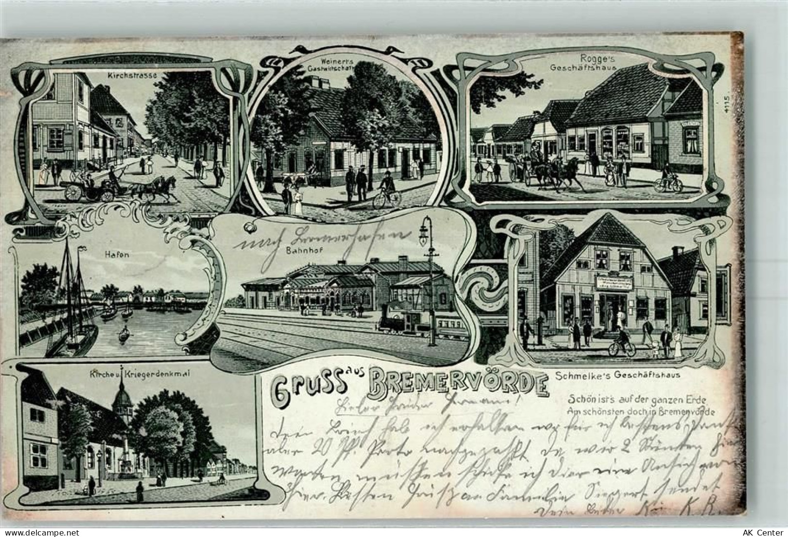 27432 W2740 Bremervörde 1906 - Gruss aus Bahnhof Eisenbahn Schmelke u. R... - 13604182