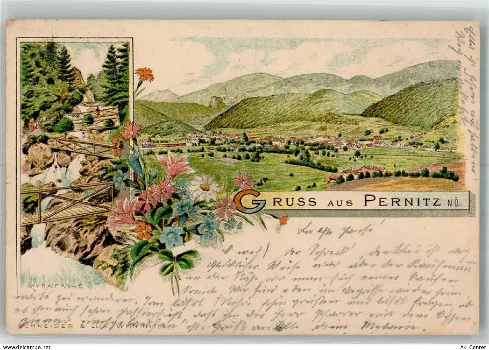 2763 Pernitz 1897 Lithographie Myrafälle - 13645143