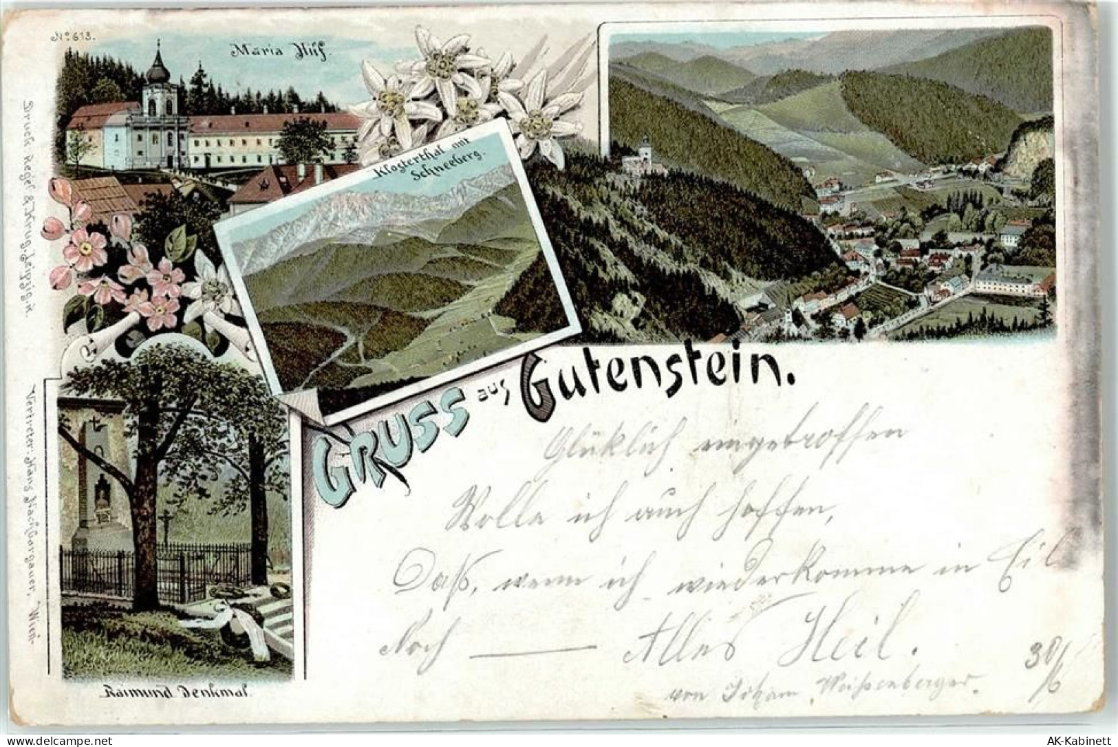 2770 Gutenstein Lithographie Gruß aus Gutenstein - 51674290