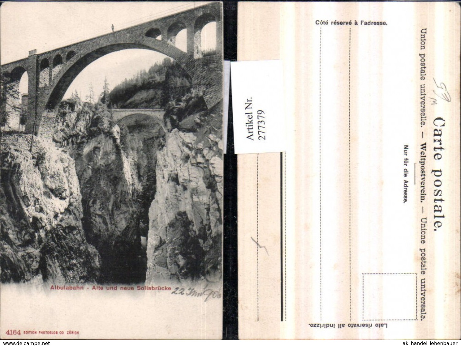 277379,Albulabahn Alte u. Neue Solisbr&uuml;cke Br&uuml;cken b. Alvaschein Kt Graub&uuml;nden