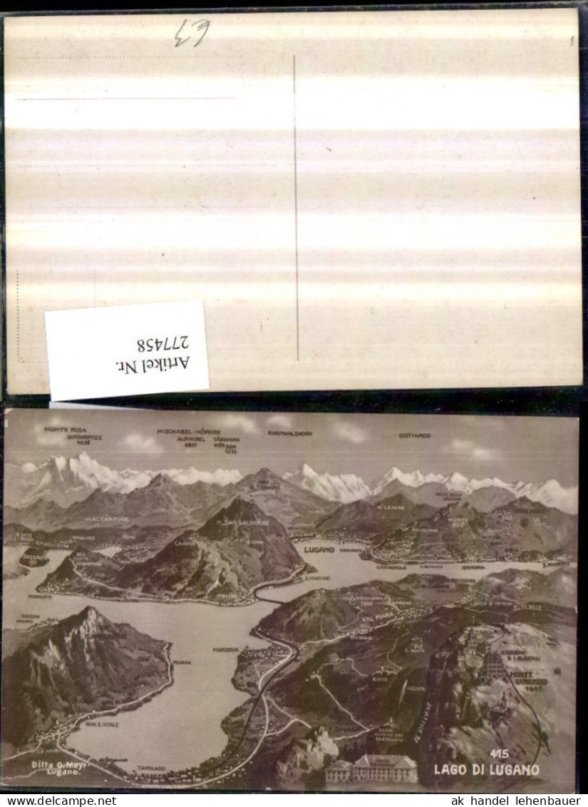 277458,Lago du Lugano Totale Capolago Lugano Castagnola Melide Kt Tessin