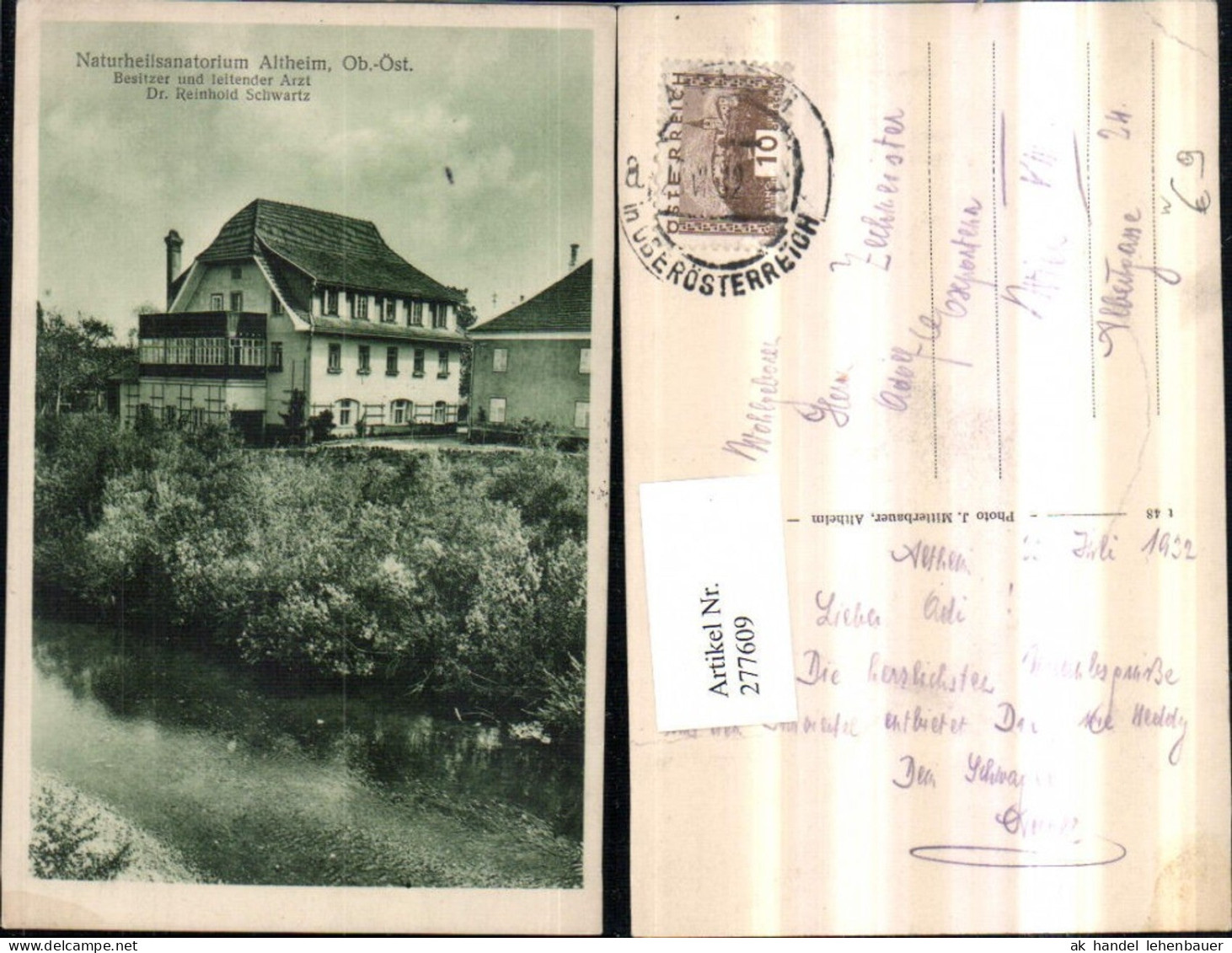 277609,Naturheilsanatorium Altheim Besitzer Dr. Reinhold Schwartz