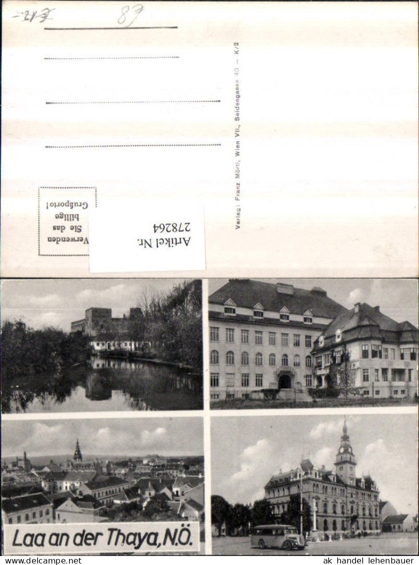278264,Laa an d. Thaya Totale Rathaus Burg Bus Mehrbildkarte