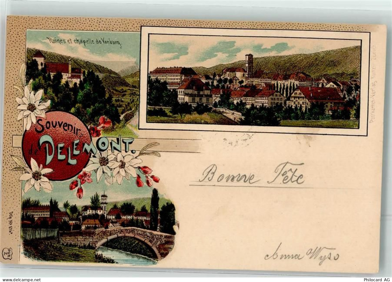 2800 Delémont Delsberg 1907 Lithographie Schloss Ruine - 13623190