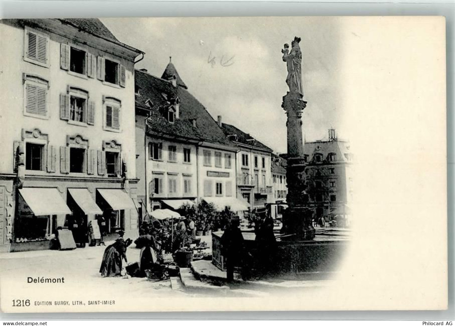 2800 Delémont Delsberg Foto AK Denkmal Marktszene - 13990234