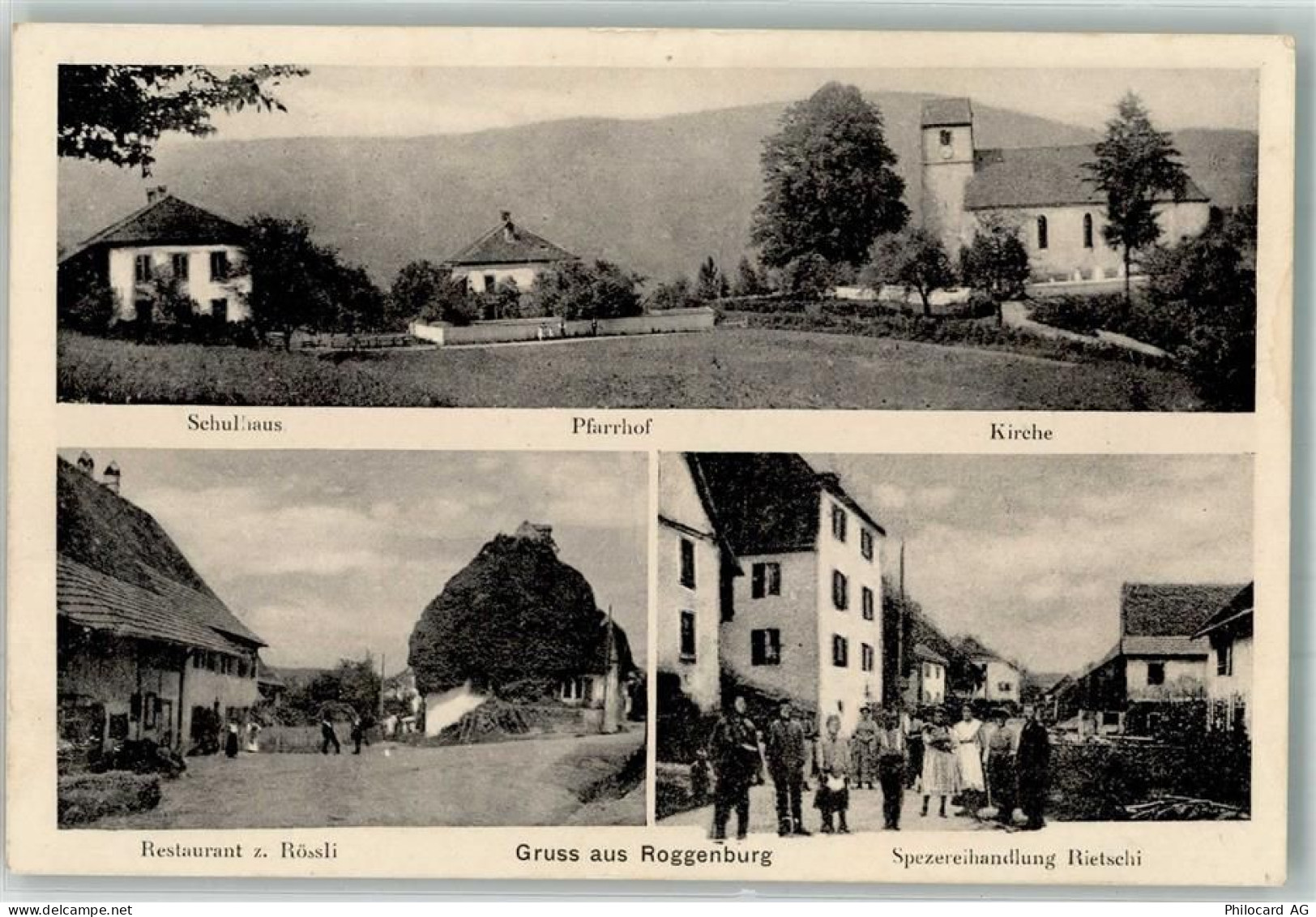 2814 Roggenburg - Schulhaus Pfarrhof Kirche Feldpost Baraillon 82 - 13650886