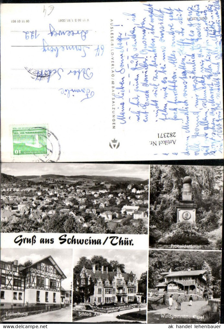 282371,Schweina in Thüringen Totale Fröbeldenkmal Waldgaststätte Kissel Schloss Altenstein Mehrbildkarte