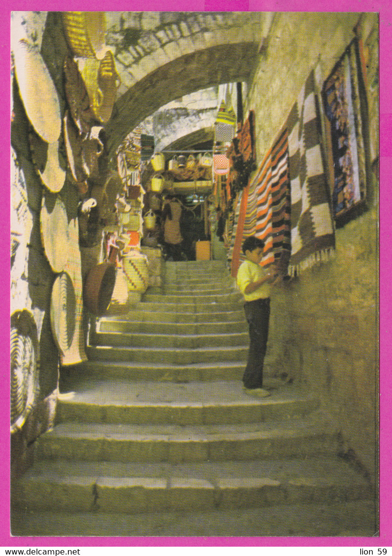 289040 / Israel - Jerusalem - old city street  scene shop Boy Market PC 1075  Israele postcard