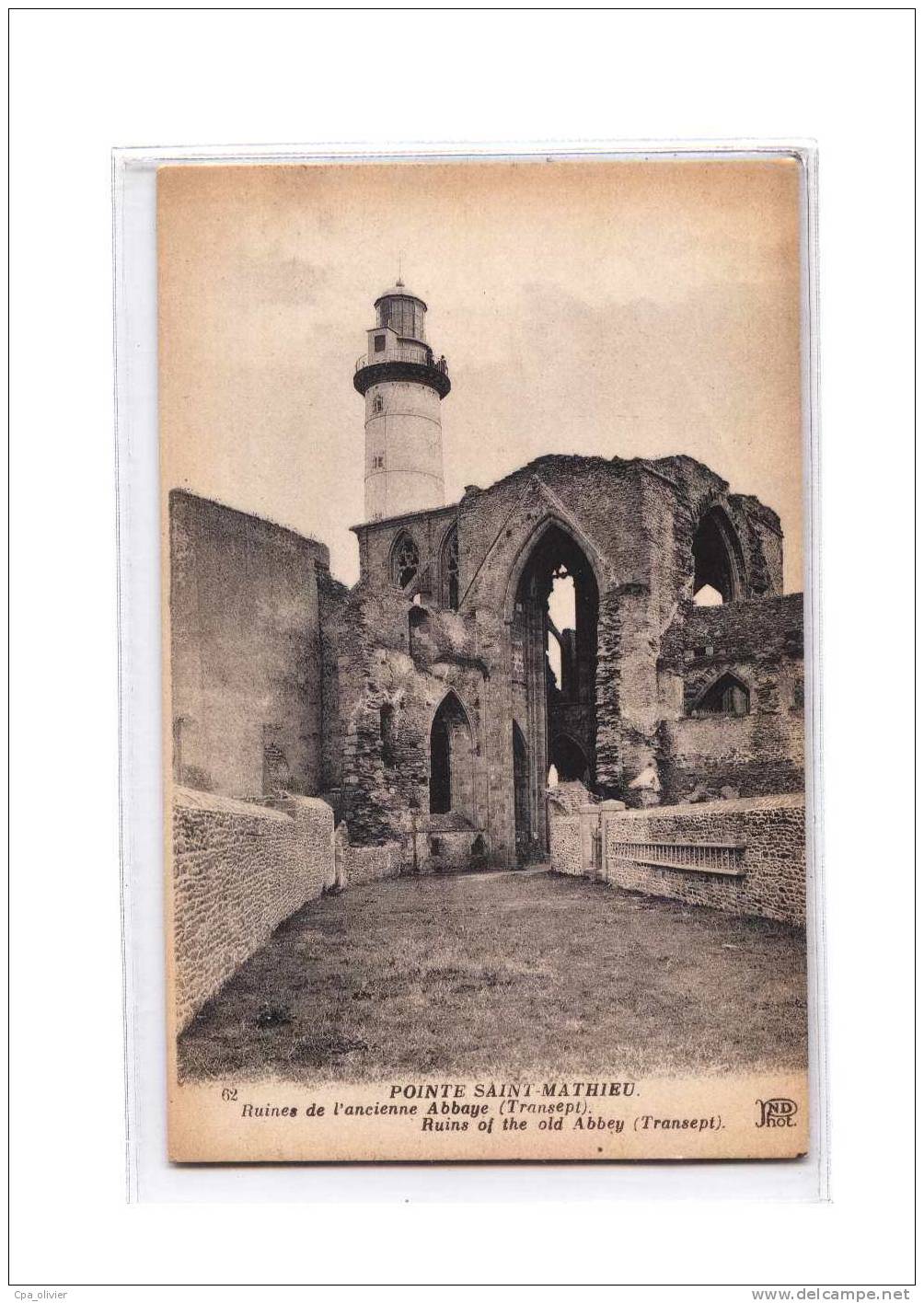 29 PLOUGONVELIN Pointe St Mathieu, Abbaye, Ruine Ancienne Abbaye, Phare, ed ND 62, 192?