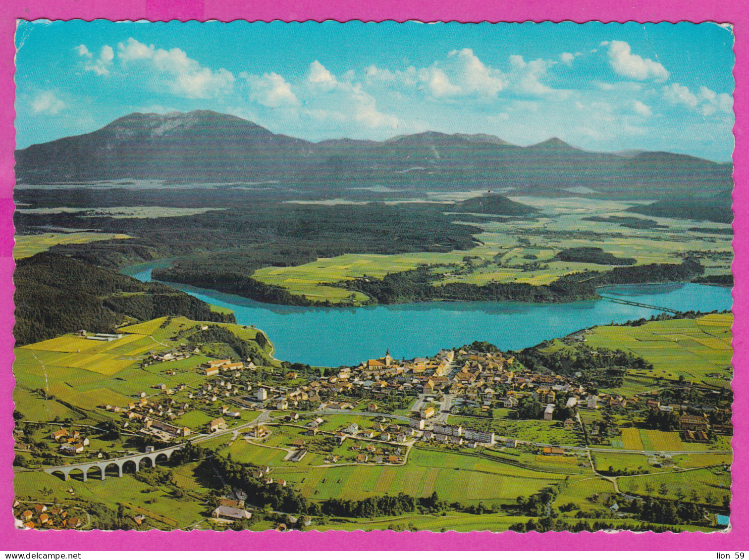 293563 / Austria - Völkermarkt - mit Blick auf Völkermarkt Strausee und Petzen Aerial view USED 3.50 S Esterhazy Palace